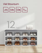 Schuhbank - mit Stauraum - 12 Fächer - klassisches Weiß