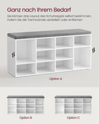 Schuhbank - mit Stauraum - 12 Fächer - klassisches Weiß