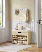 Schuhbank mit Kissen 30 x 60 x 44 cm Natural Beige