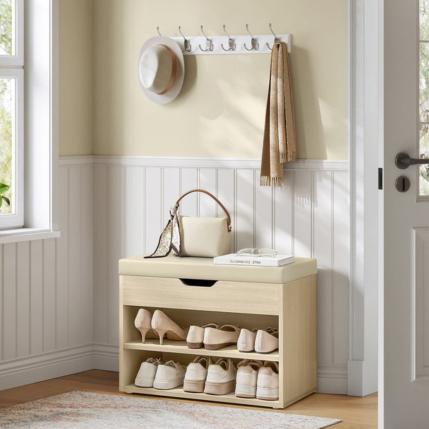 Schuhbank mit Kissen 30 x 60 x 44 cm Natural Beige