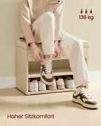 Schuhbank mit Kissen 30 x 60 x 44 cm Natural Beige