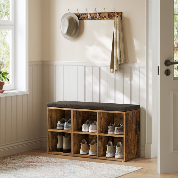 Schuhregal mit Sitz 30 x 87 x 48 cm Vintage Brauner Preis