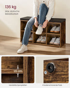 Schuhregal mit Sitz 30 x 87 x 48 cm Vintage Brauner Preis