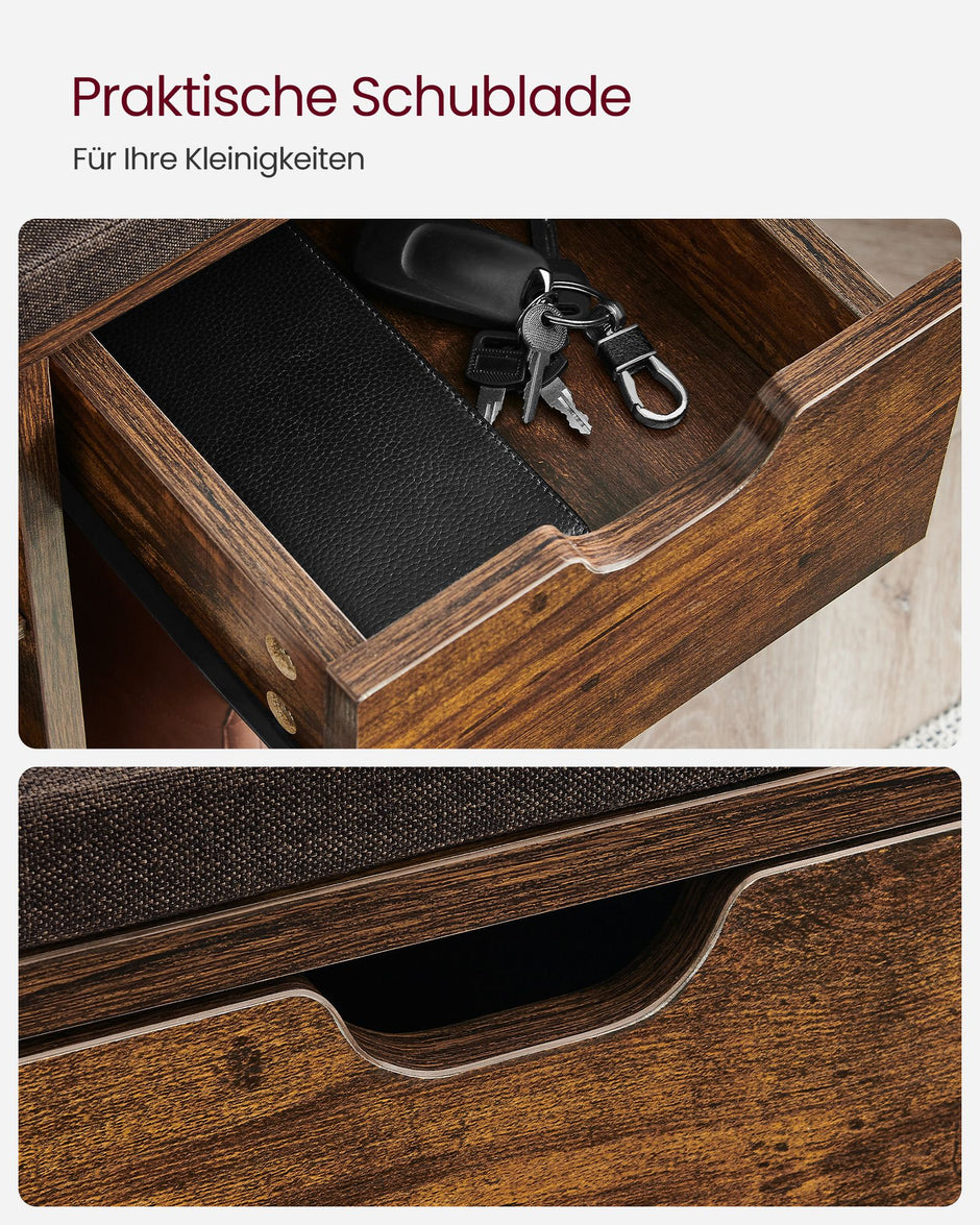 Schuhbank - mit Schublade - Vintage Brown Brown