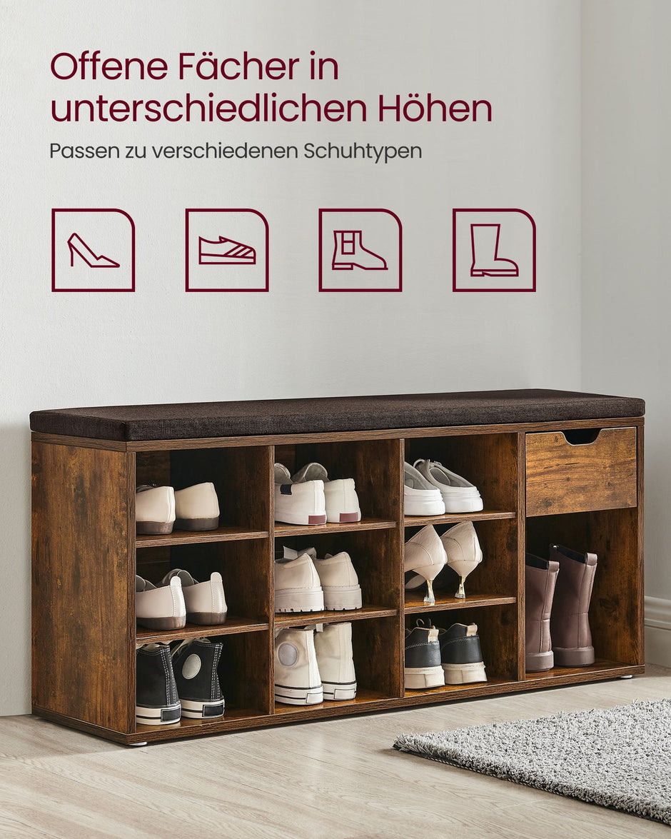 Schuhbank - mit Schublade - Vintage Brown Brown