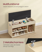 Schuhbank mit 3 offenen Fächern, natürlicher Beige