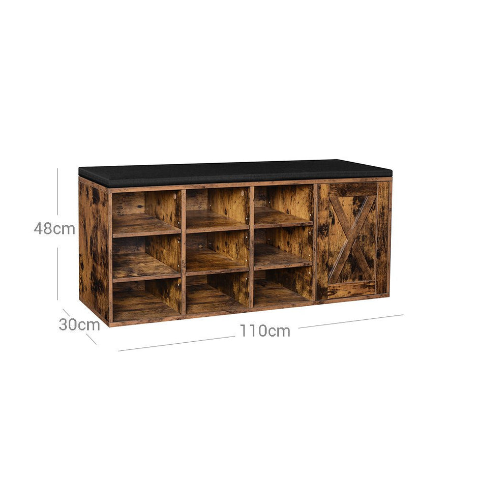 Schuhbank - Schuhschrank - Schuhregal - Gangcase - Vintage Brown