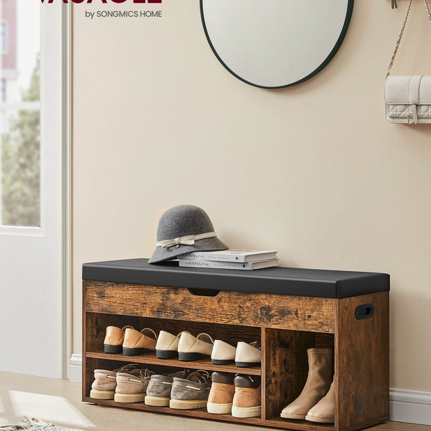 Schuhbank - mit Sitzbezirk - Vintage Brown