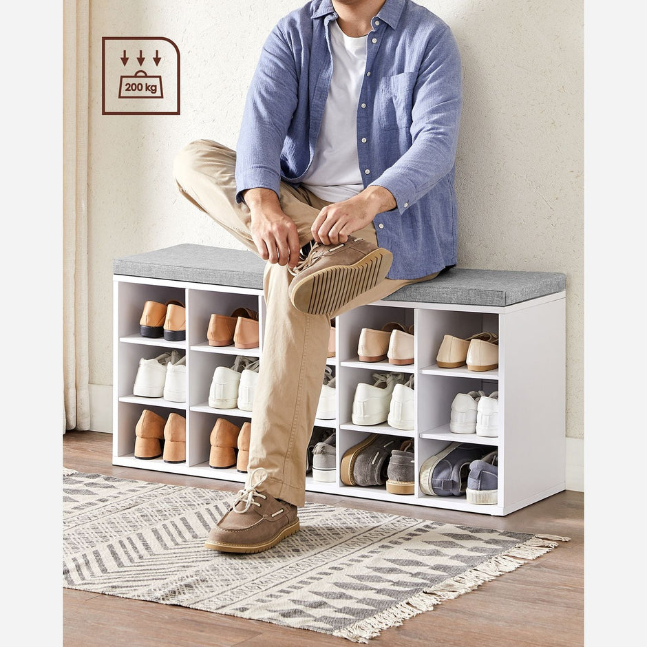 Schuhbank - Schuhregal mit 10 Fächern - Weiß