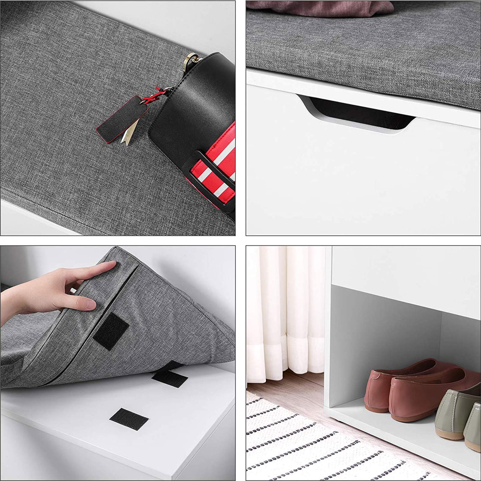 Schuhbank - mit 2 offenen Fächern und 1 Schublade - Weiß