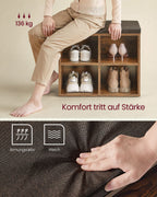 Schuhbank mit 4 Fächern Vintage braune Kastanienbraun
