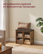 Schuhbank mit 4 Fächern Vintage braune Kastanienbraun