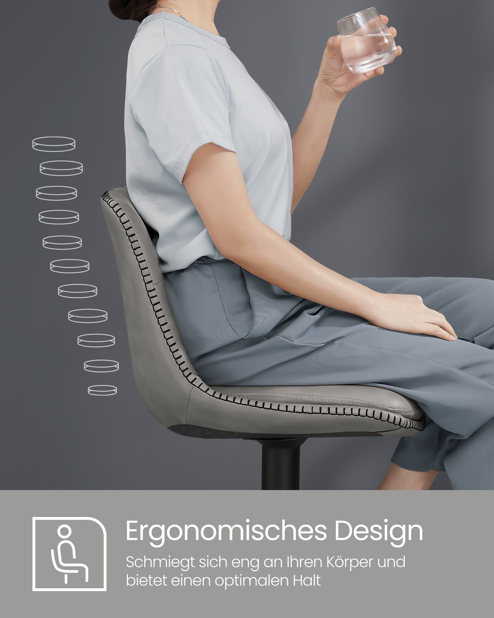 Barhocker - 2 - mit Fußstütze - Taube grau