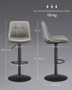 Barhocker - 2 - mit Fußstütze - Taube grau