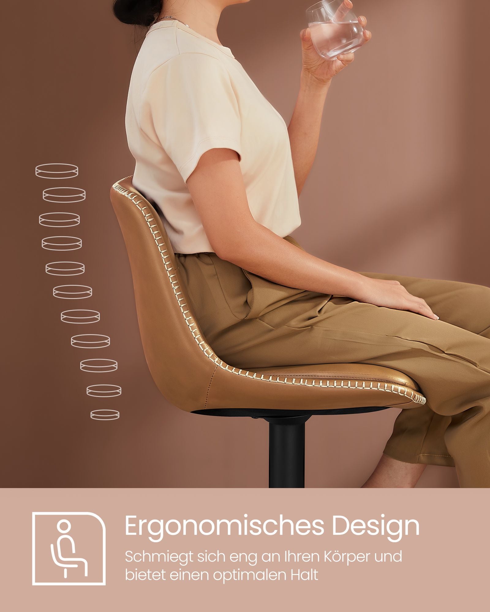 Barhocker - 2 - mit Rückenlehne - Karamell Brown