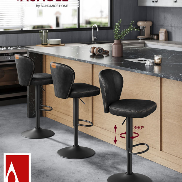 Set von 2 rotierenden Stangenhockern mit Backlast -Tinte -Black