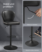 Set von 2 rotierenden Stangenhockern mit Backlast -Tinte -Black