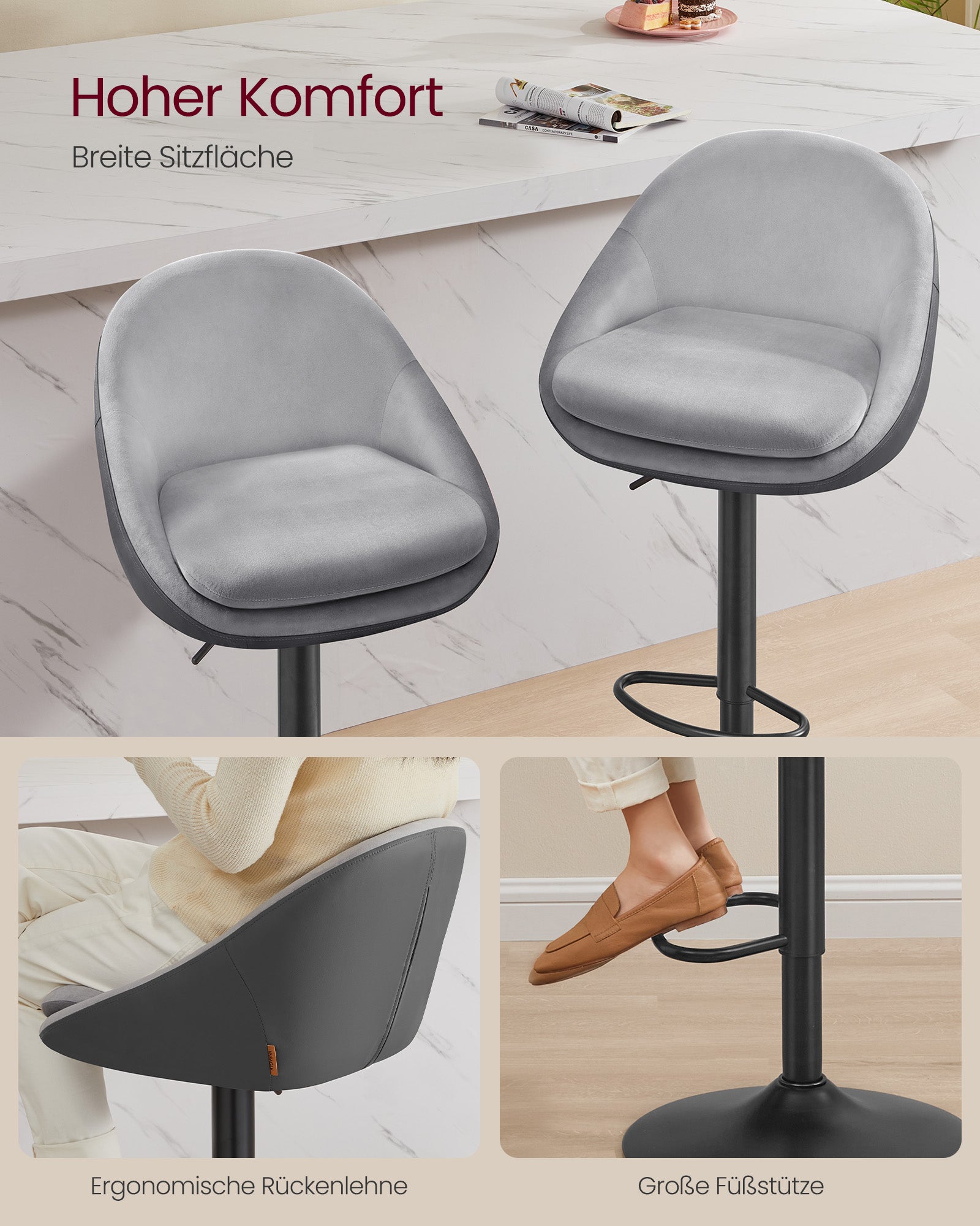 Barhocker-Set von 2 hochgradig-schwarz-schwarzen Taube