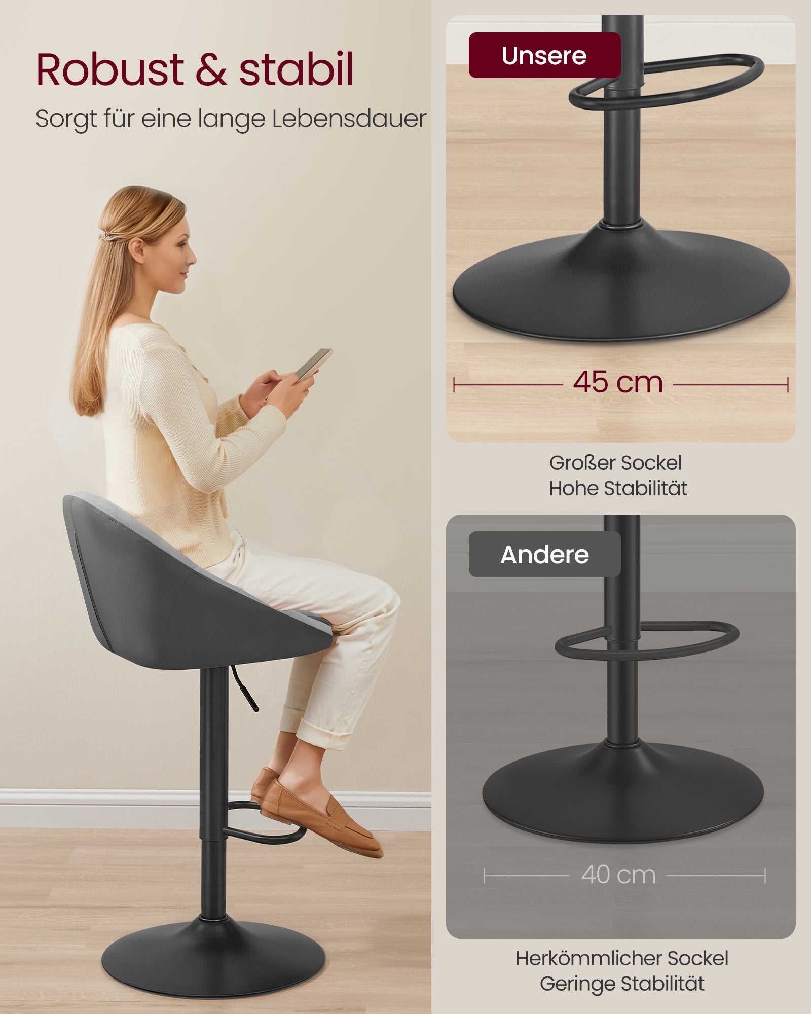 Barhocker-Set von 2 hochgradig-schwarz-schwarzen Taube