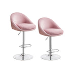 Stangenhocker-Set von 2 in Höhenverstellbares Creme weiß-Silver Grau