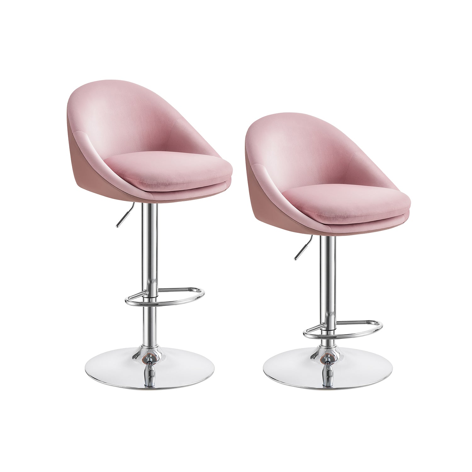 Stangenhocker-Set von 2 in Höhenverstellbares Creme weiß-Silver Grau
