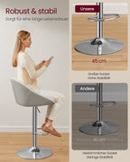 Stangenhocker-Set von 2 in Höhenverstellbares Creme weiß-Silver Grau