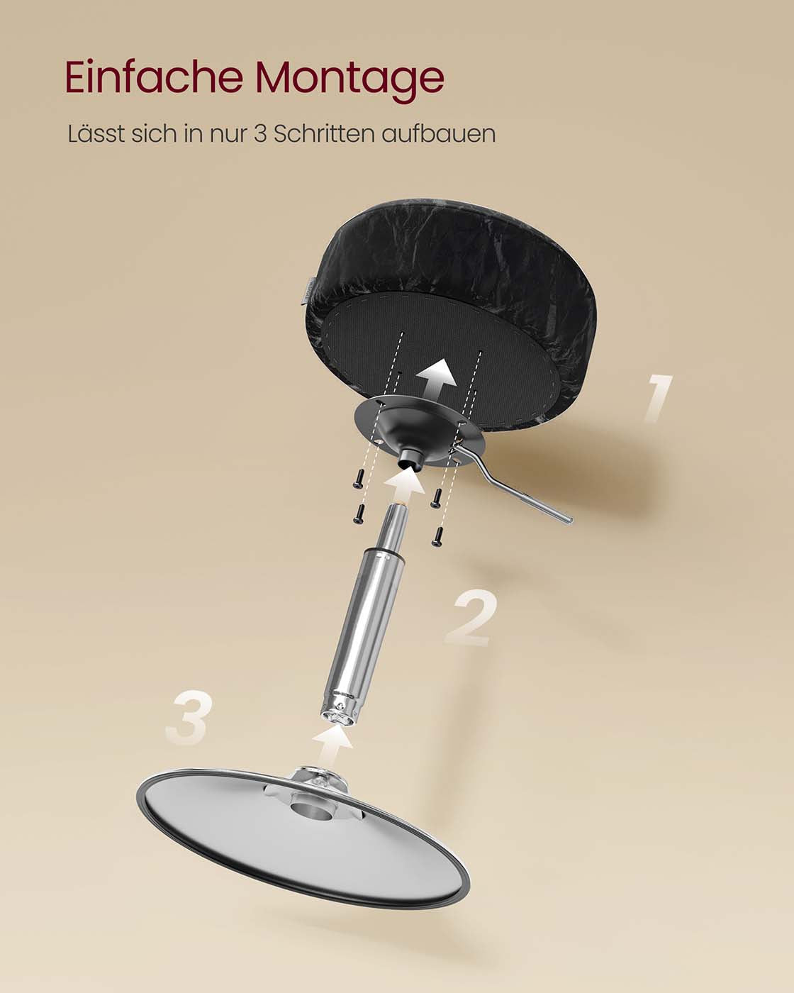 Höhe einstellbar und 360 ° rotierender Make-up-Stuhl-Tintenschwarz