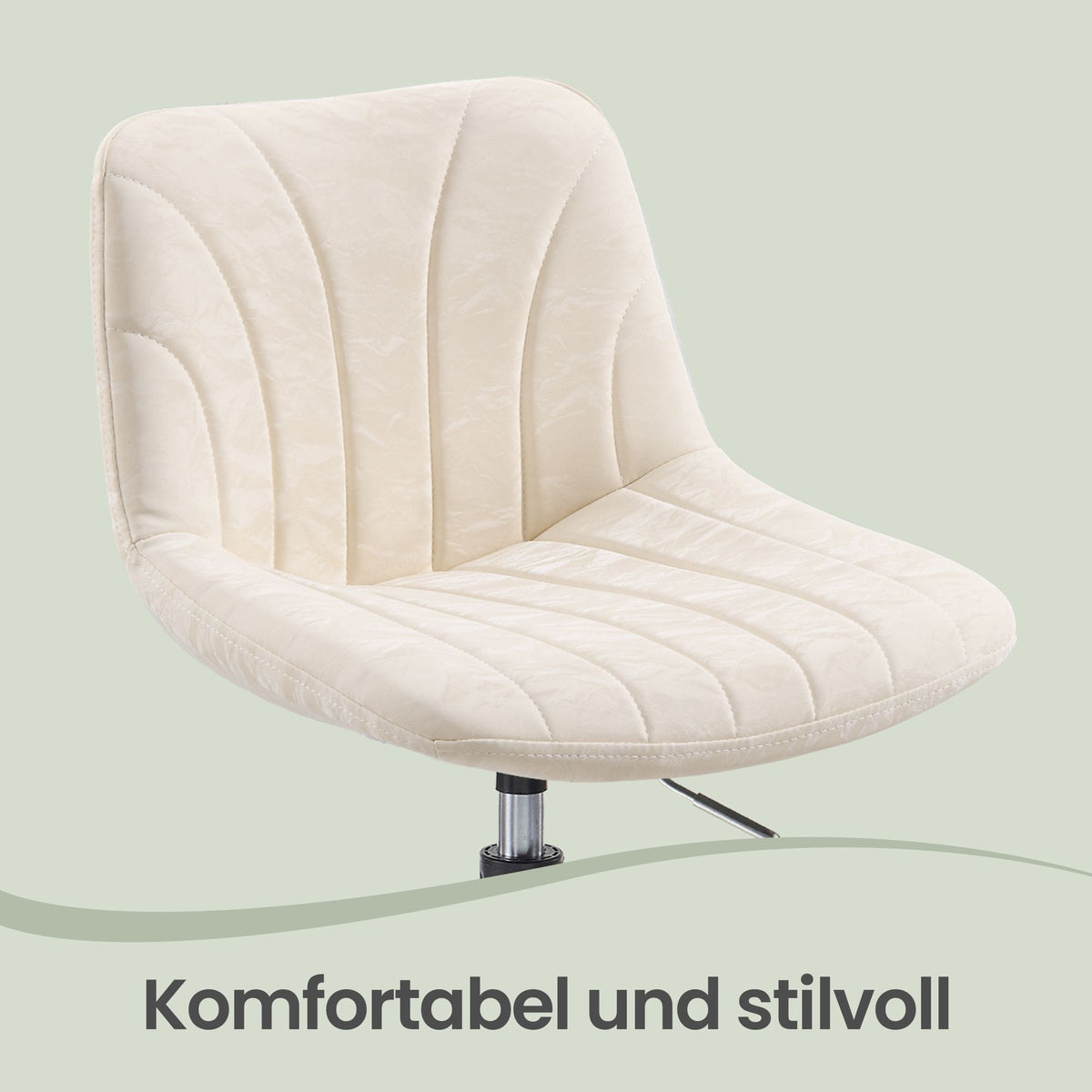 Kaptafelstoel – Draaibaar – In Hoogte Verstelbaar 65,5-77,5 cm – Sherpa – Wit en Zilver