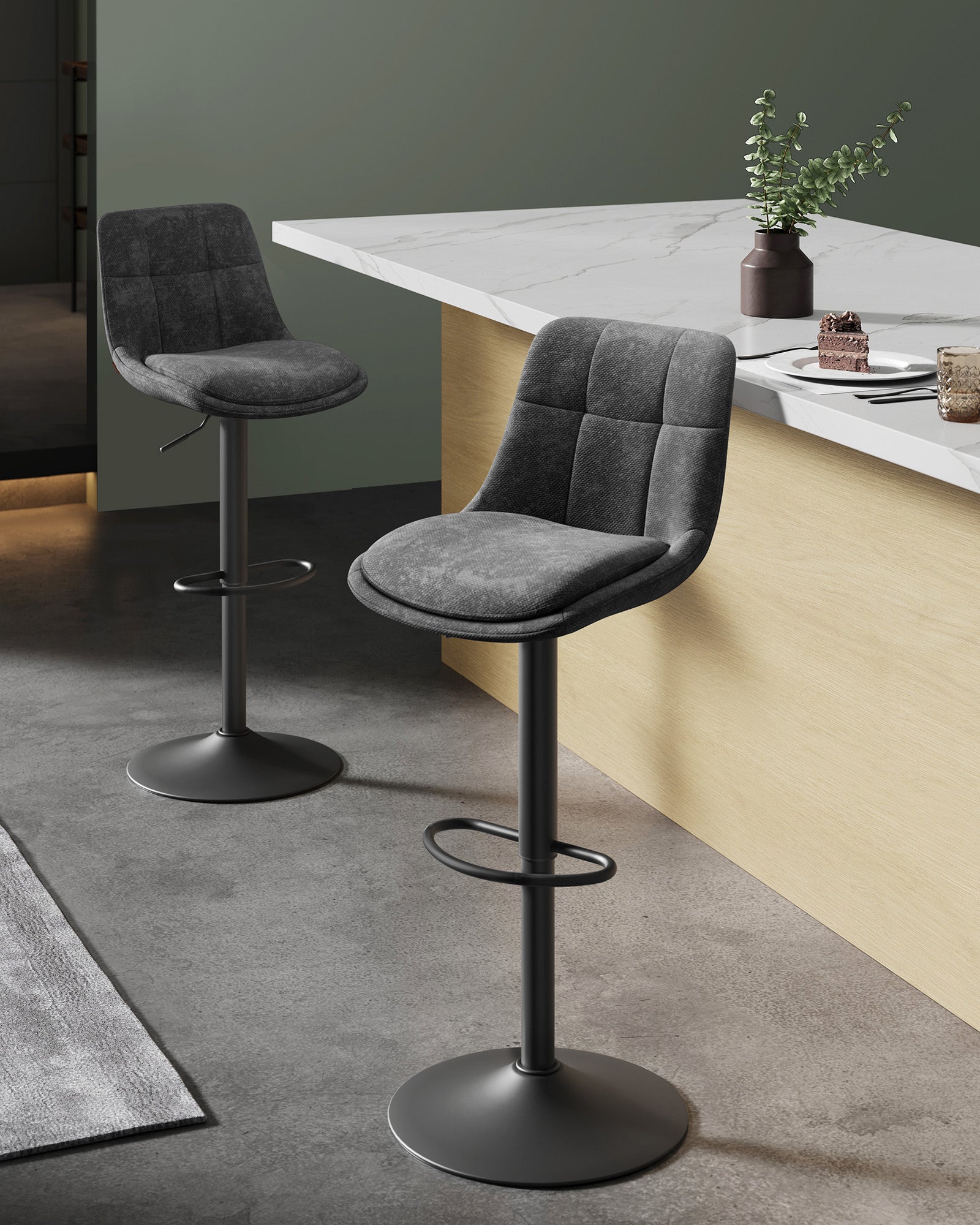 Höhenhöhe -Anpassbare Barsitze mit Rückenlehne und Fußstütze in Leigrijs