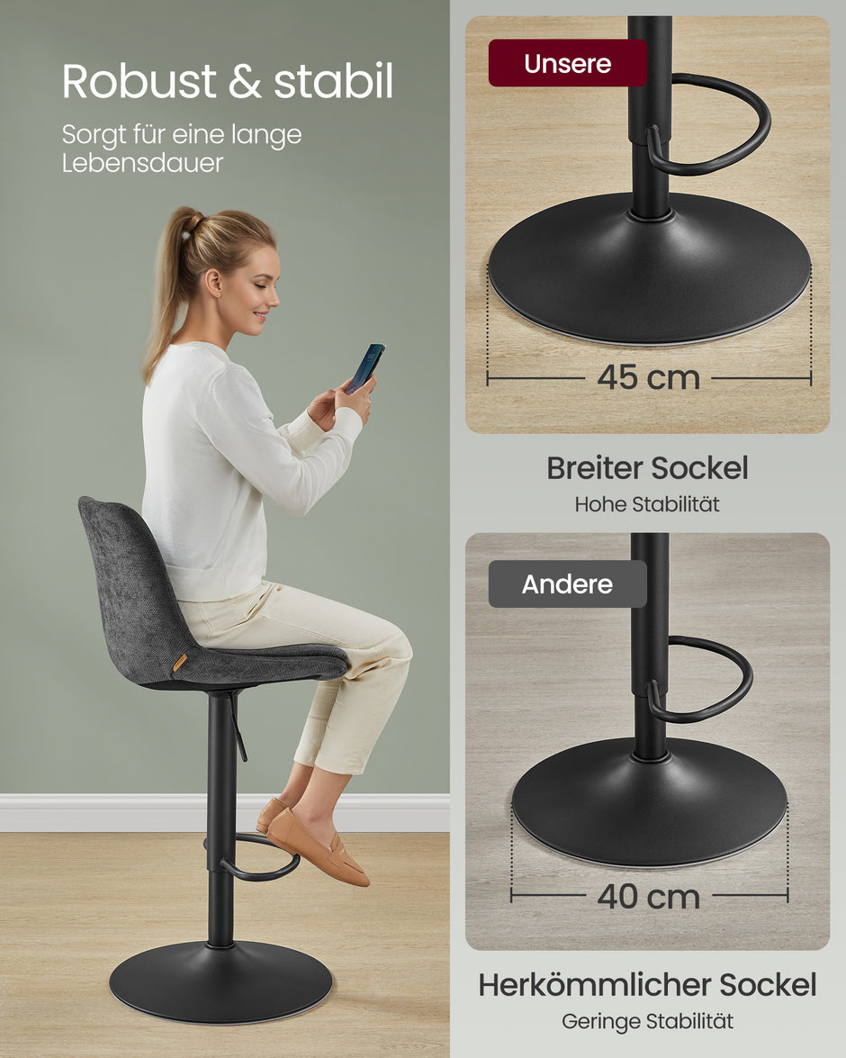 Höhenhöhe -Anpassbare Barsitze mit Rückenlehne und Fußstütze in Leigrijs