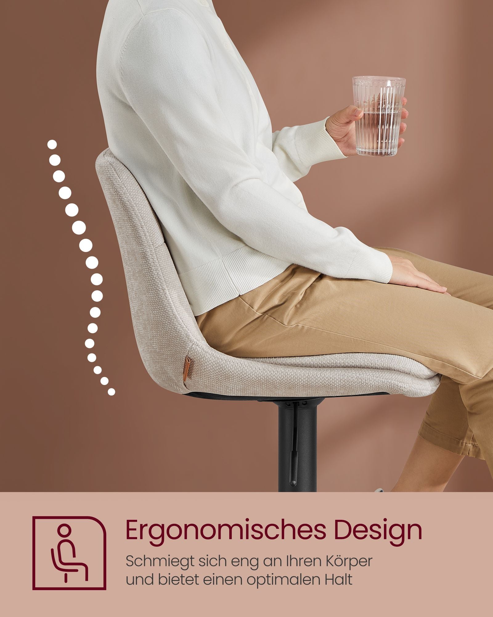 Stühle in der Höhe mit Rückenlehne und Fußstützcreme weiß verstellbar