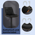 Barhocker - 2 - mit Rückenlehne - Tinte schwarz