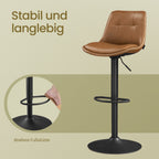 Barhocker - 2 - mit Rückenlehne - Karamell Brown