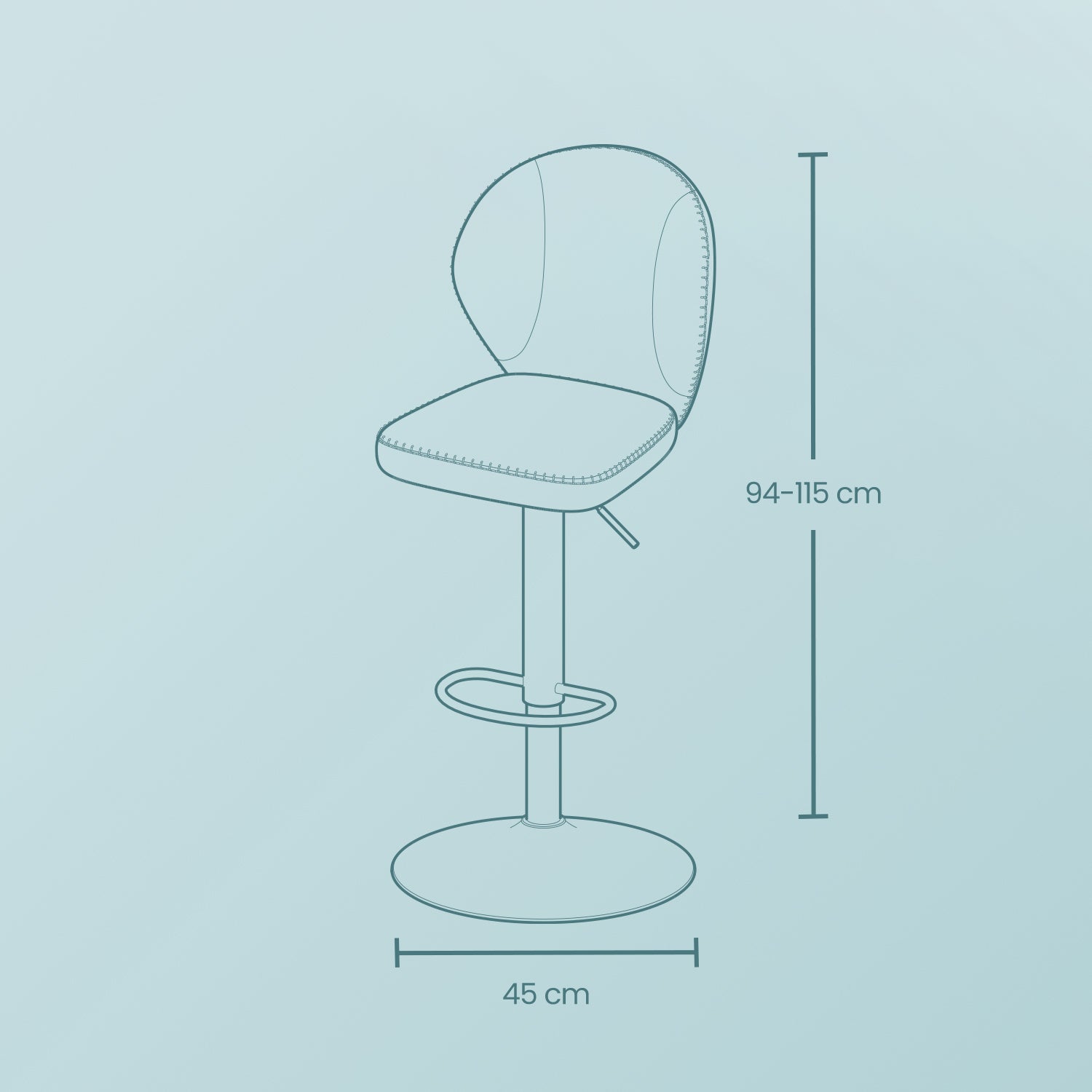 Stangenhocker - 2 - rotatierbar - mit Rückenlehne - Tinte schwarz