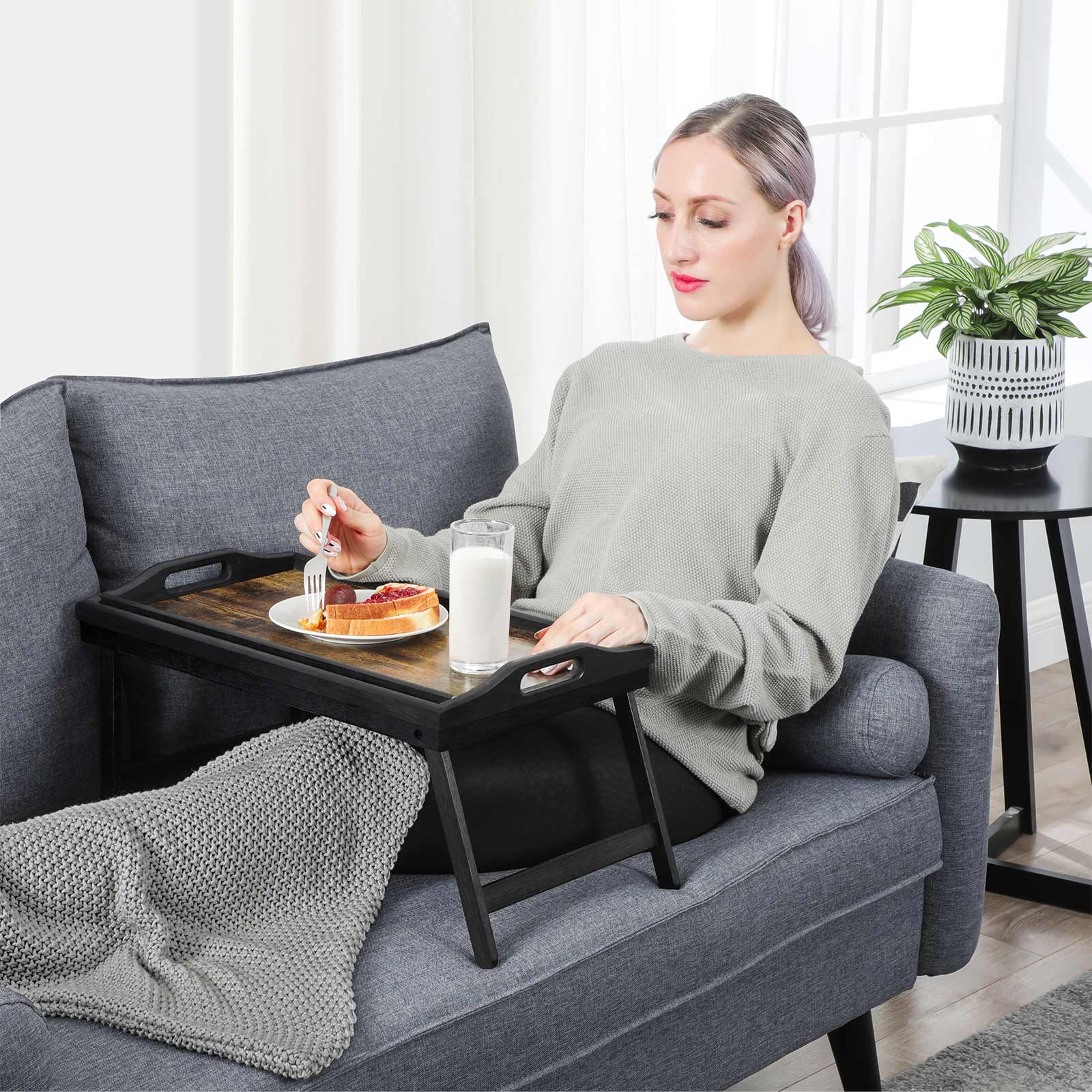 Bedblad - Laptop Standard - Frühstücksblatt - faltbar - Vintage Brown / Schwarz
