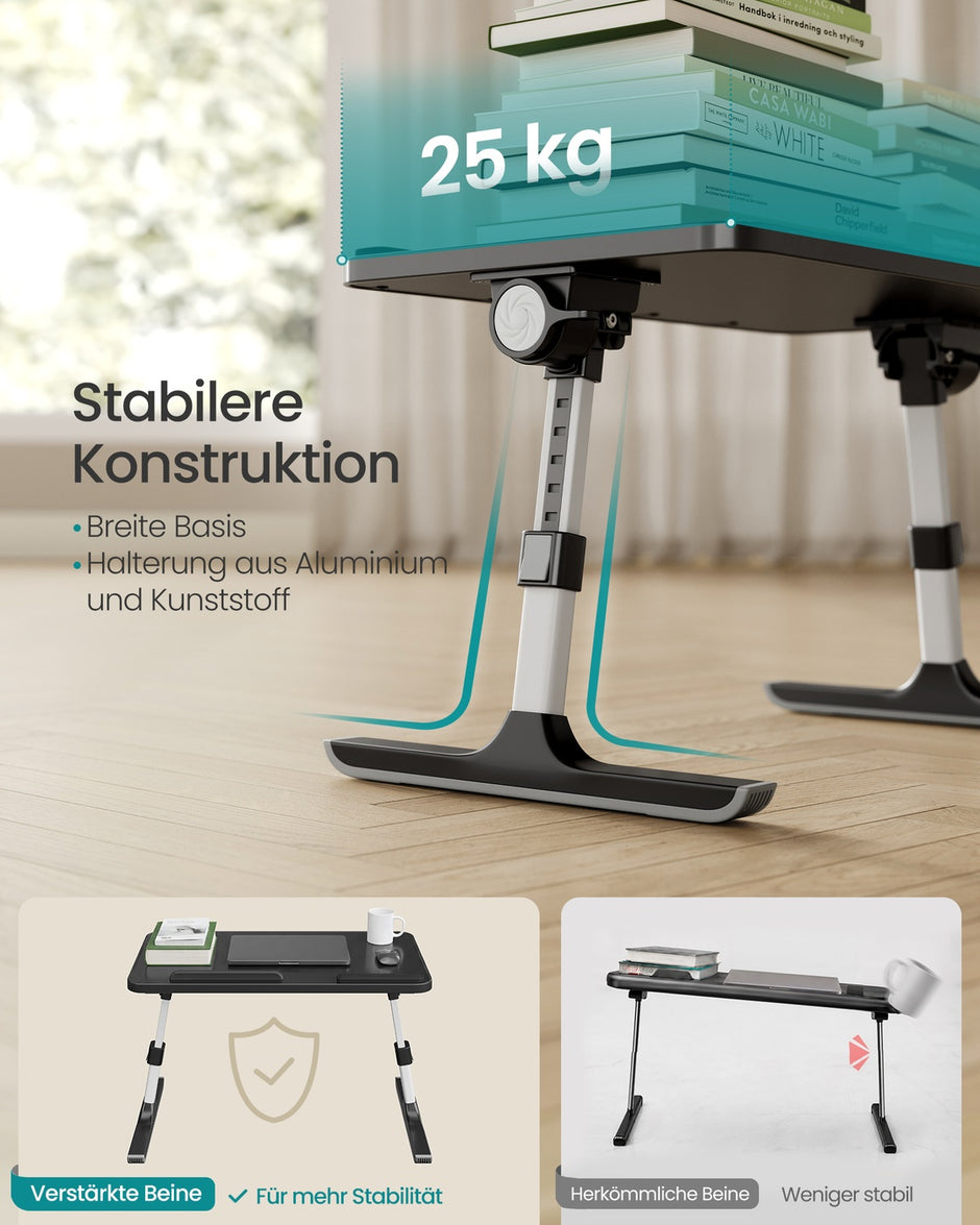 Laptoptafel - 52 x 30 cm - Met Lade - Aluminium Frame - Inktzwart