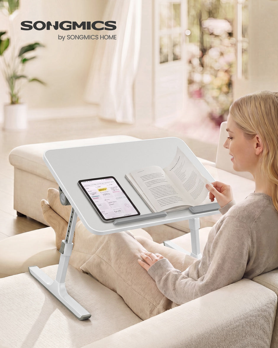 Laptoptafel - 52 x 30 cm - Met Lade - Aluminium Frame - Grijs