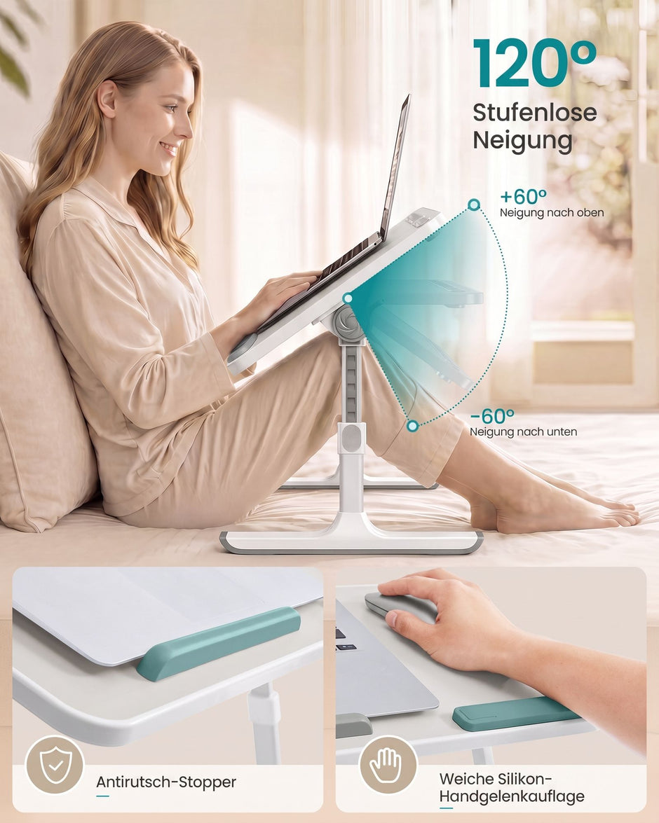Laptoptafel - Met Lade - Voor Bed en Bank - Matzwart - 60 x 40 x 25 cm