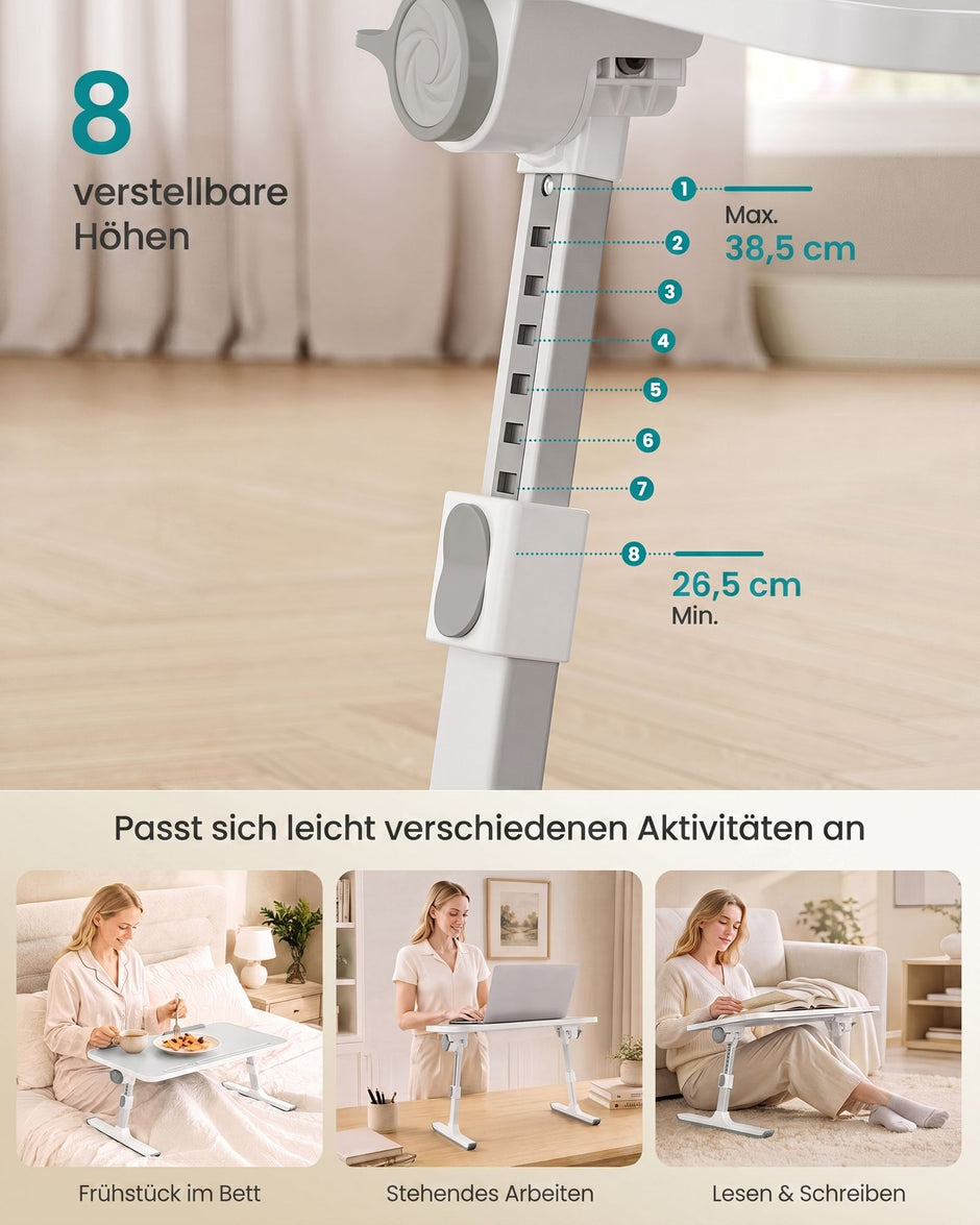 Laptoptafel - Met Lade - Voor Bed en Bank - Matzwart - 60 x 40 x 25 cm