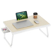 Laptoptafel voor op Bed – Inklapbaar – Met Lade – 60 x 40 x 27 cm – Natuurbeige