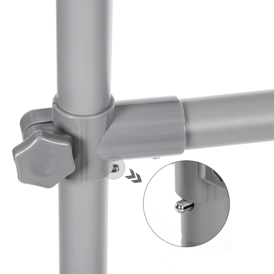 Kleiderregal an Rädern - Doppelstange - Ausziehbar - max. Belastungskapazität 70 kg - schwarz