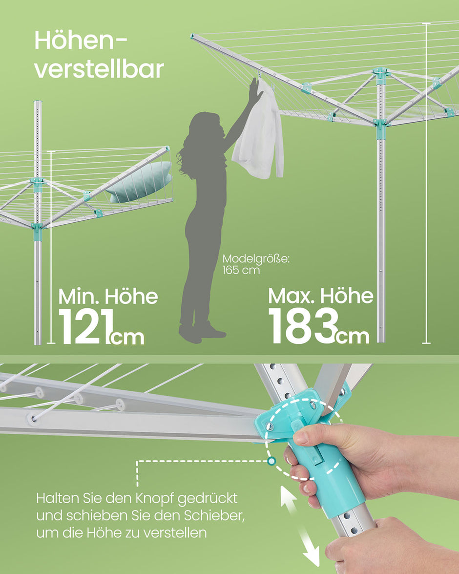 Waschlinie 50 Meter - geeignet für 5 Maschinen - Silber/Grün