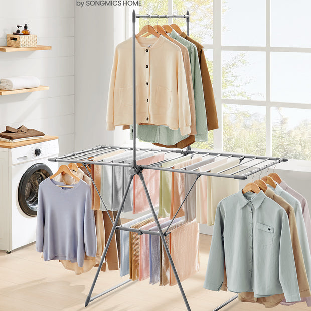 Trocknungsregal mit 2 Level und 2 Flügeln grau