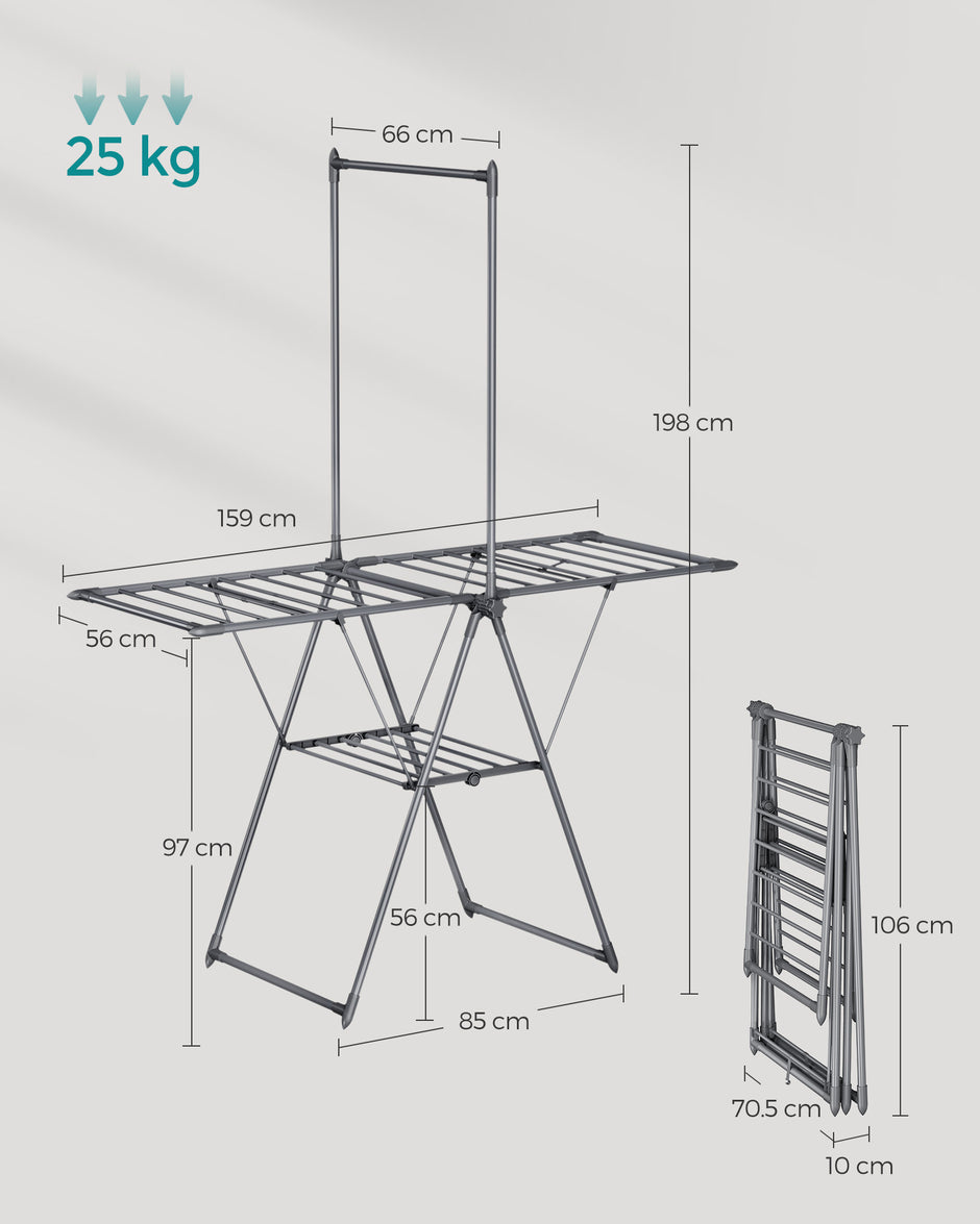 Trocknungsregal mit 2 Level und 2 Flügeln grau