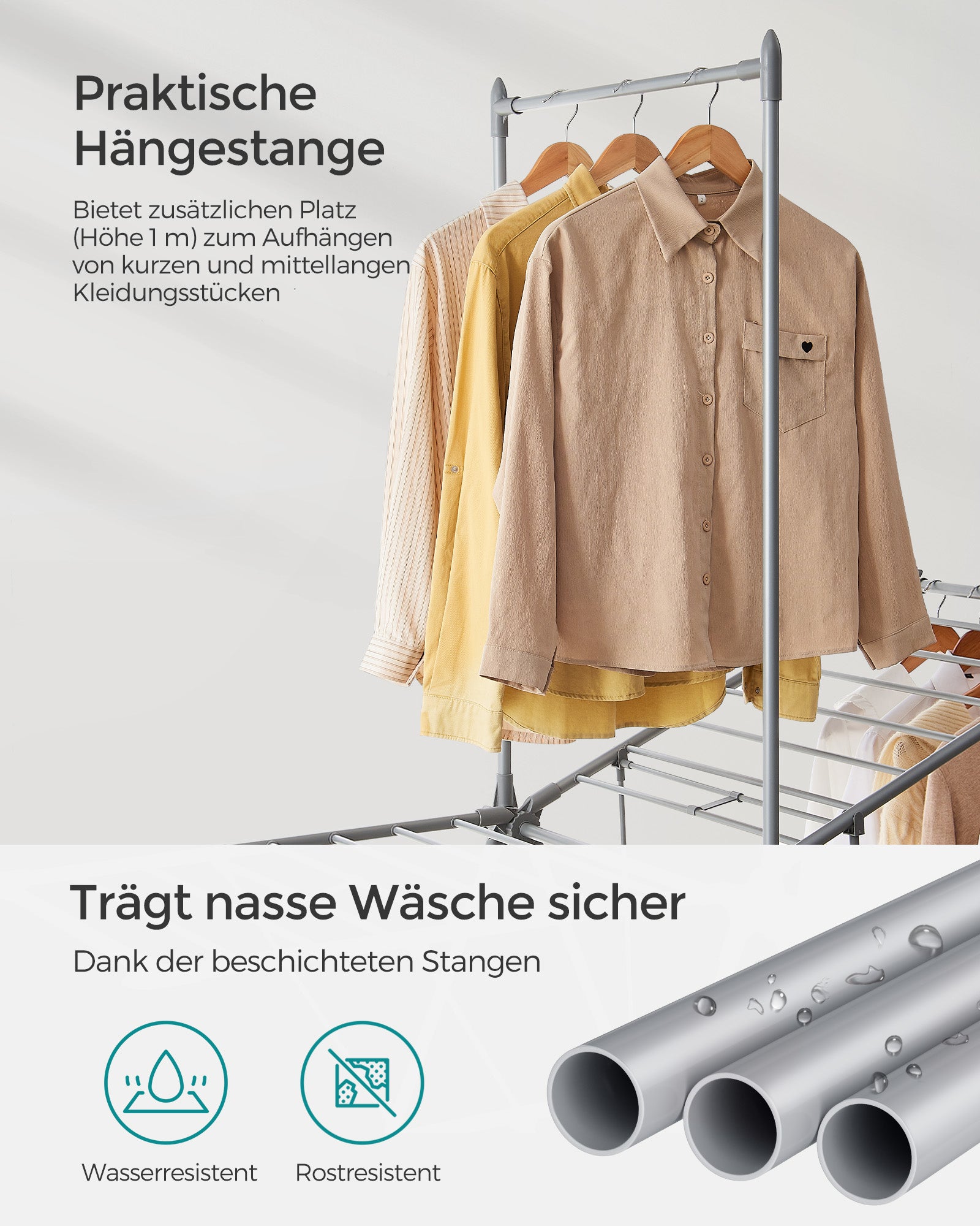 Trocknungsregal mit 2 Level und 2 Flügeln grau