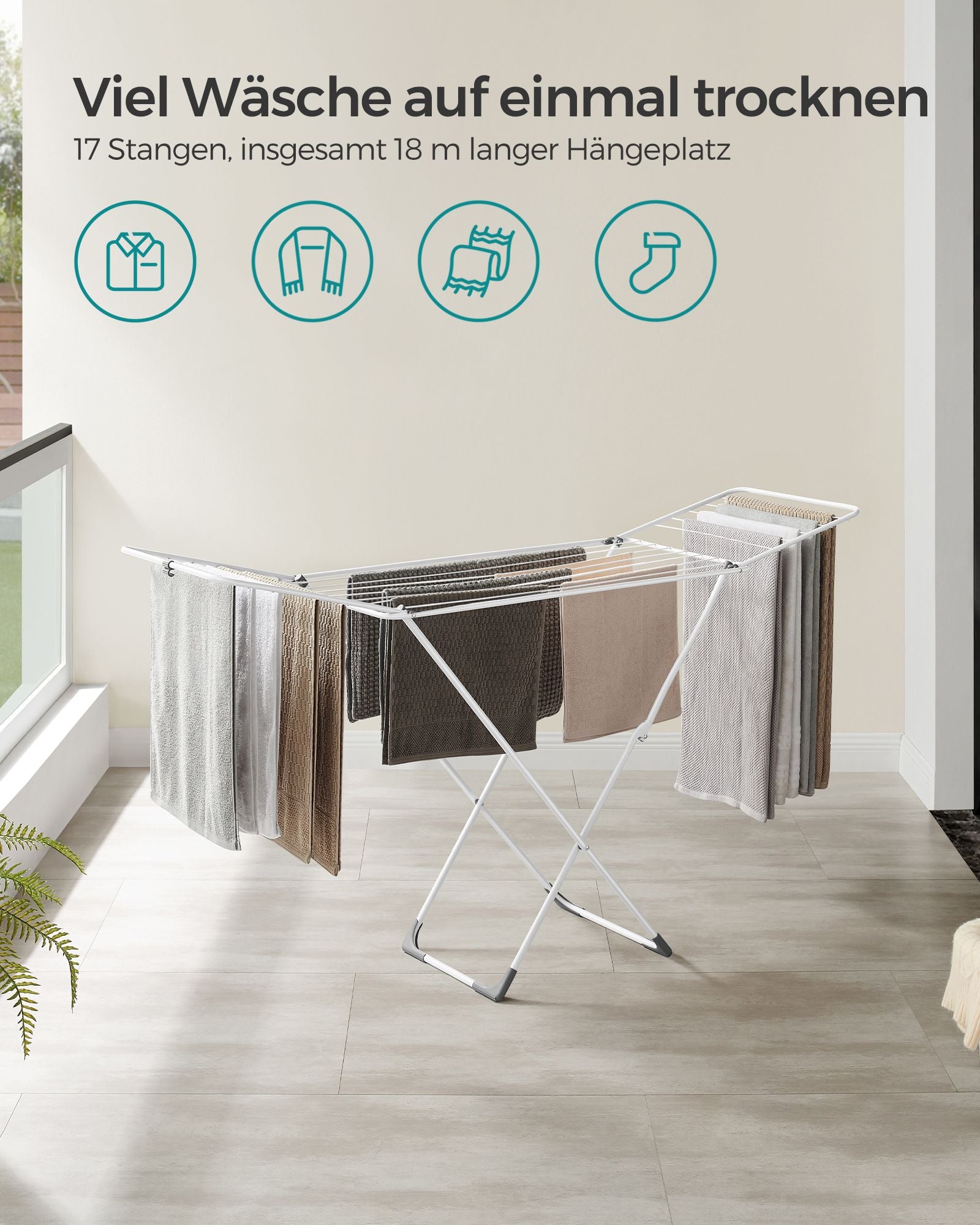 Faltbarer Standtrockner - für Innen- und Freien im Freien