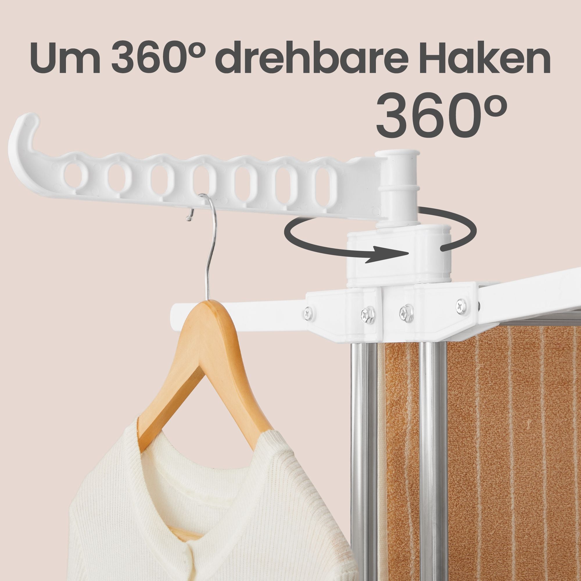 Wasrek - 4 Etages - Op Wielen - Inklapbare Zijvleugels - Zilverwit
