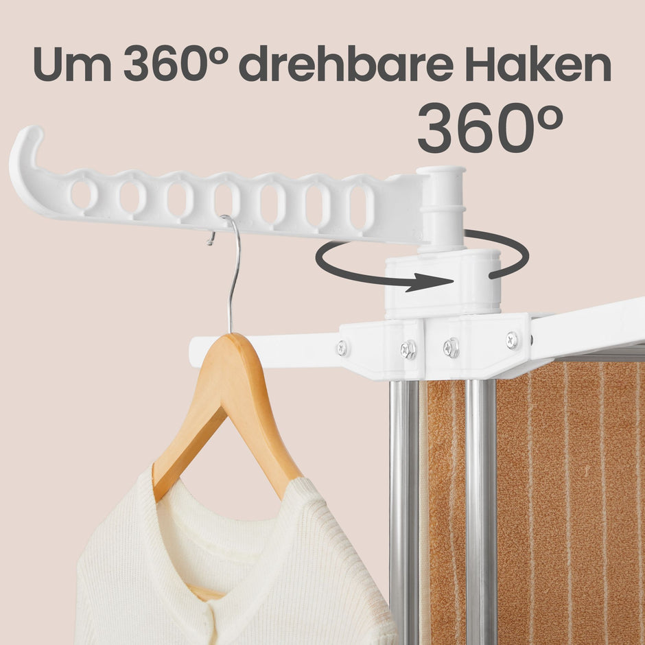 Wasrek - 4 Etages - Op Wielen - Inklapbare Zijvleugels - Zilverwit