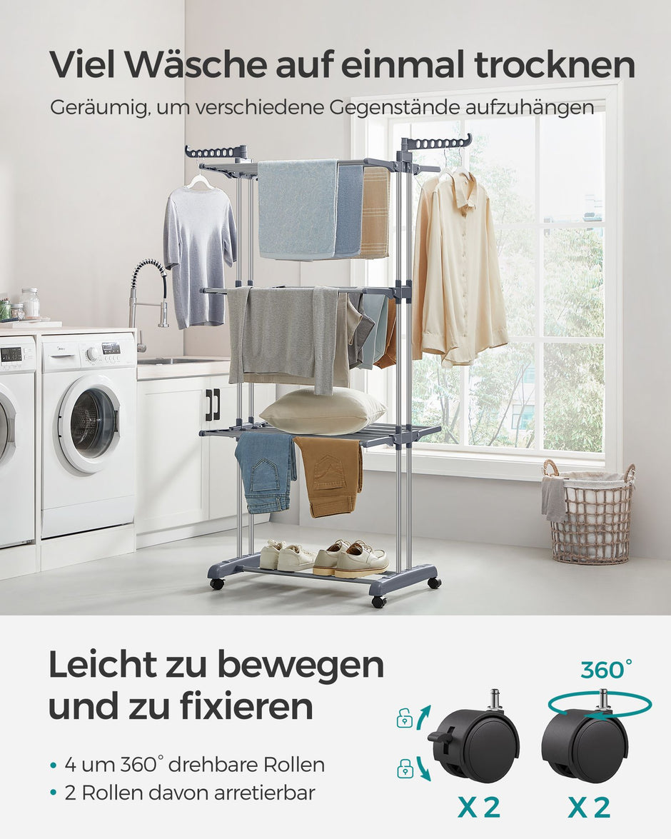 Wagemut Rack - 4 Level - faltbare Flügel - graue Räder