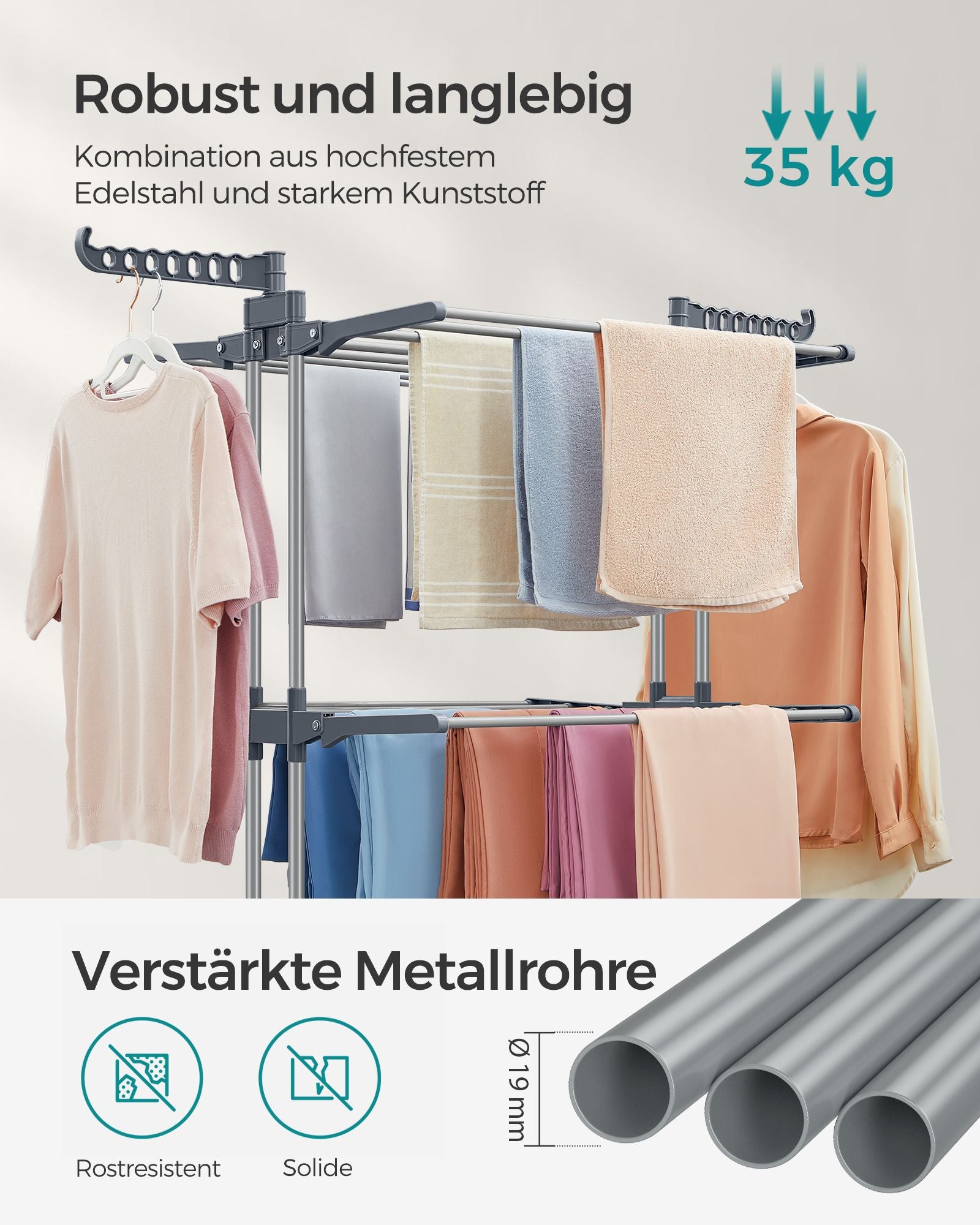 Wagemut Rack - 4 Level - faltbare Flügel - graue Räder